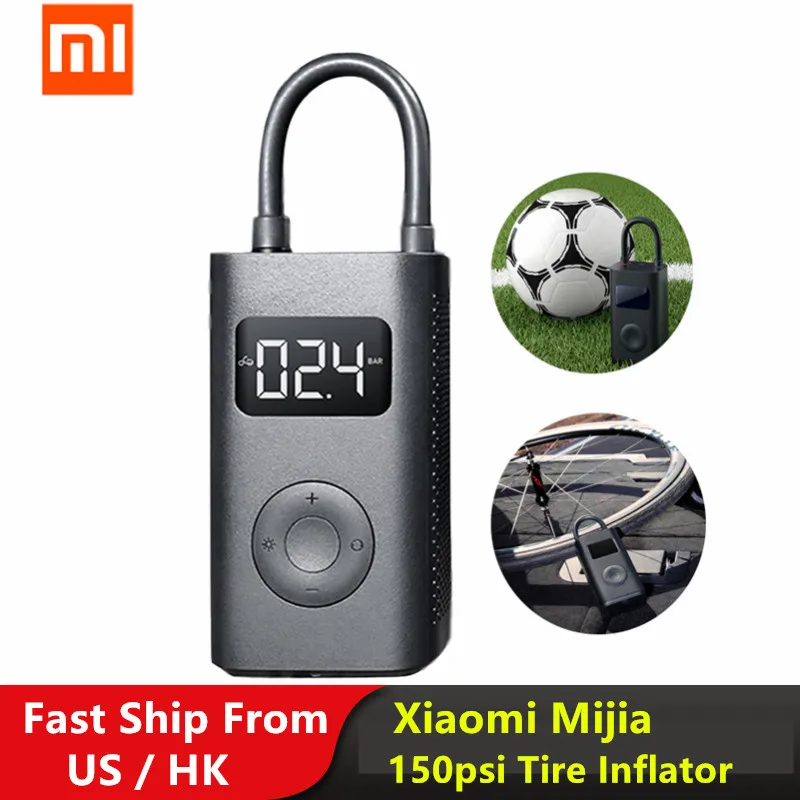 Xiaomi Mijia Smart Electric Inflator Mini Air Compressor Tire Pressure Digital Display Car Pump For Auto E-Scooter Bike Ball | Спорт и