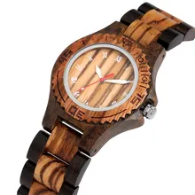 Женские деревянные часы, браслет из натурального дерева, повседневные часы с римскими цифрами, круглый циферблат, женские деревянные часы с откидной застежкой