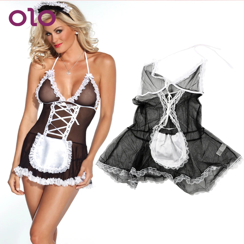 

OLO Sexy Costumes Cosplay Maid Units Babydoll Uniform For Women Lace Dress Erotic Lingerie Underwear Sexy Lingerie G-string