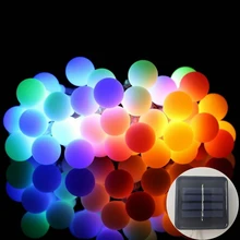 Гирлянда на солнечных батареях, 5-52 м, Рождественская гирлянда с шариками, для улицы, водонепроницаемый светодиодный, гирлянда для патио, вечерние, свадебные украшения
