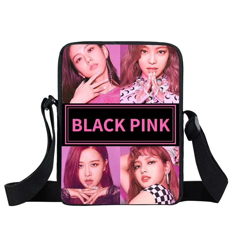 xkbBlackpink13 K-pop черная розовая мини сумка-мессенджер женская модная сумка TXT Twice для мальчиков и девочек сумки через плечо Kpop Boy с Luv женская сумка через плечо - Цвет: xkbBlackpink13