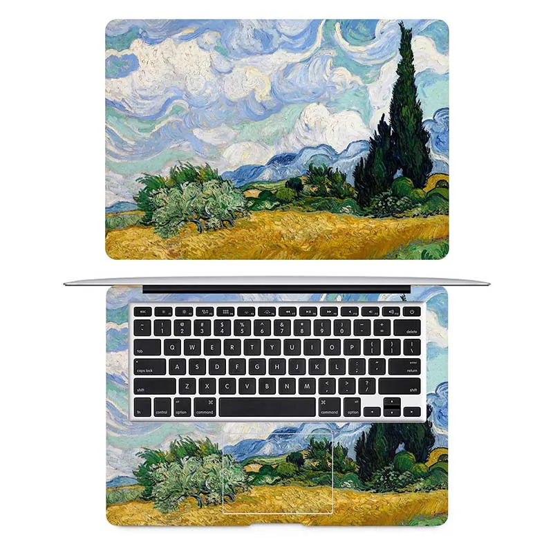 Пшеничное поле Cypress Ван Гог наклейка для ноутбука MacBook Air Pro retina 11 12 13 15 дюймов всемирно известная картина полное покрытие кожи - Цвет: AC side