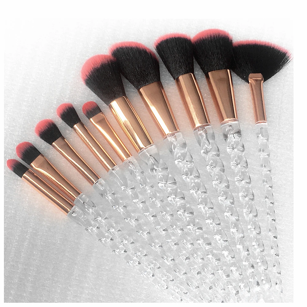 10pcs Unicorn Makeup Brushes Set Crystal Spiral Handle Foundation Blending Powder eyeshadow eyebrow Make Up Brush Cosmetic Tools | Красота и