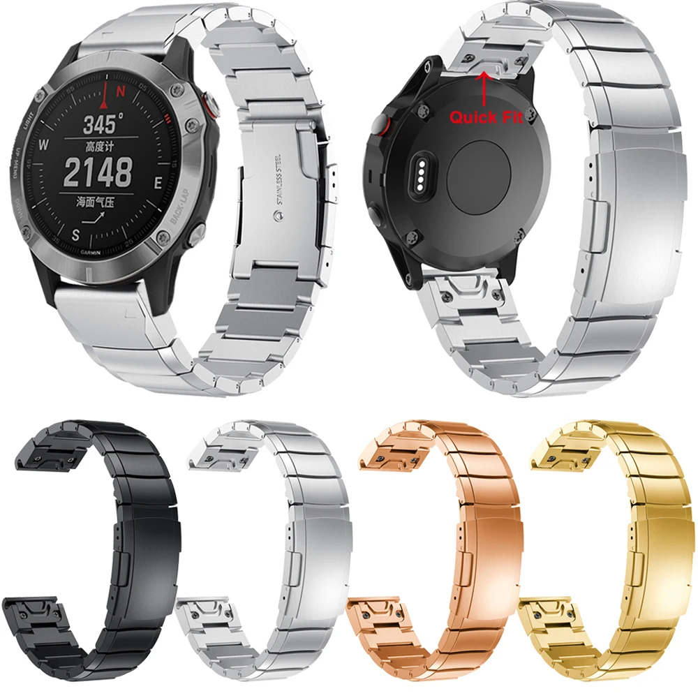 20 22 мм 26 Fenix 5 5S 5X Plus/3 HR/MARQ металлический ремешок для Garmin 6 6S 6X браслет из нержавеющей