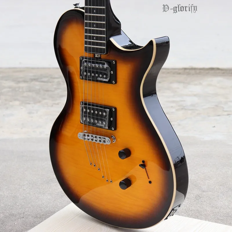 Sunburst Цвет пламени клен шеи через электрогитара 39 дюймов высокое глянцевое