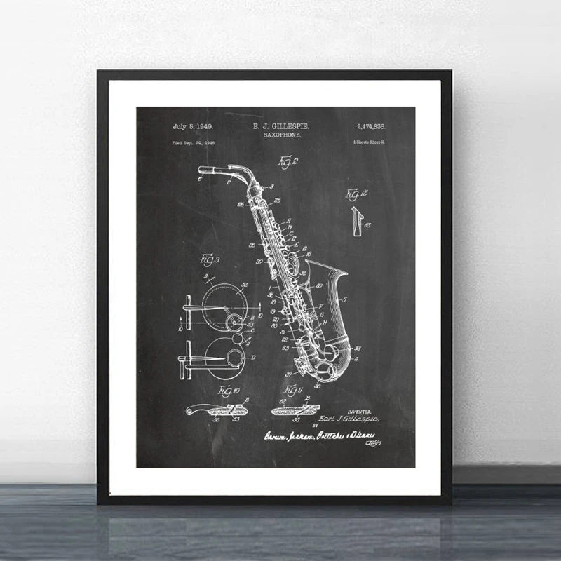Saxophone-Art-Blueprint-Canvas-Painting-Saxophone-Player-Gifts-Saxophone-Patent-Vintage-Poster-Prints-Music-Wall-Art - 副本