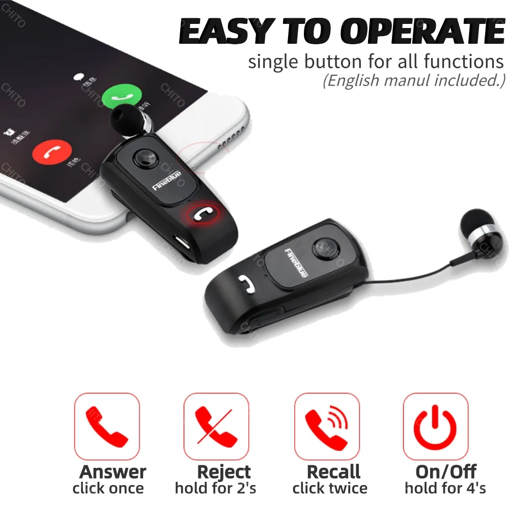 Fineblue F920 Pro Bluetooth 5 0 Retractable Earphone Wireless Clip for iPhone 11 Bluetooth earphone with Mic Earphone bluetooth