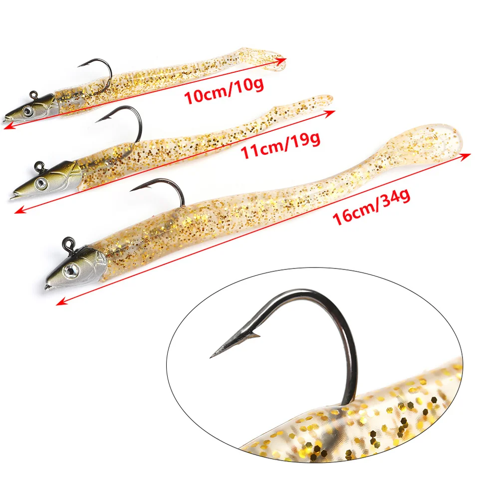 10/5PCS Soft Silicone Luminous Crazy Fish Sand Eel Wobbler Lure With Hook Bait Kit For Outdoor Fishing Accessories_voghion.com