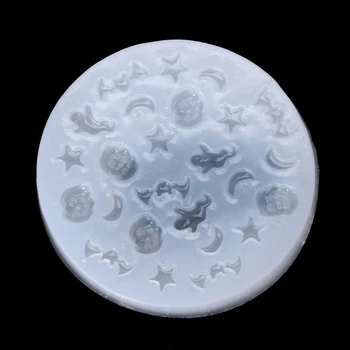 

Saints' Day Bat Pumpkin Ghost Moon Pentagram Resin Jewelry Making Silicone Mold