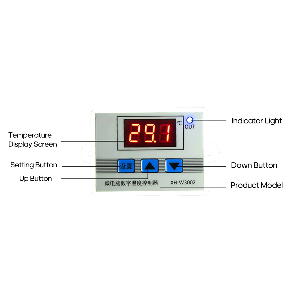 XH-W3002 интеллектуальный светодиодный цифровой Микрокомпьютер регулятор температуры мини-термостат с водостойким датчиком
