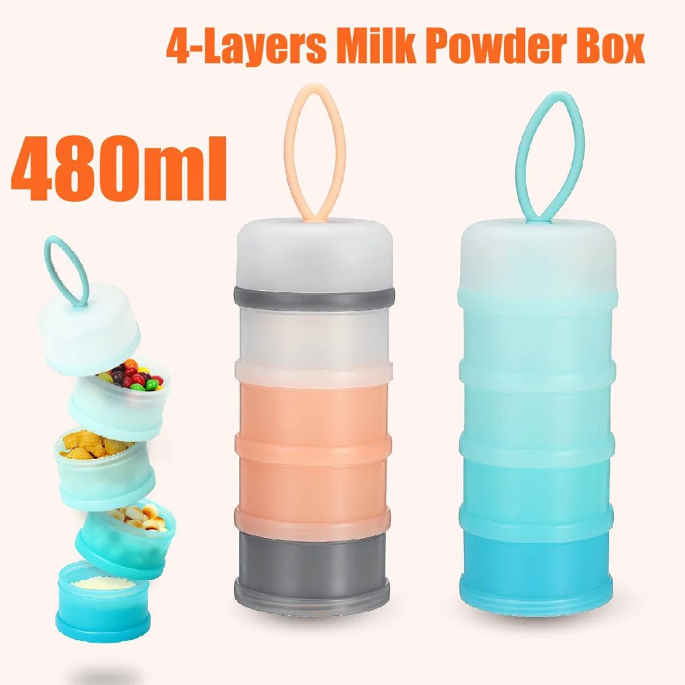 

18.5CM 4 Layer Detachable Baby Food Storage Box 480ml Essential Cereal Milk Powder Boxes Portable Toddle Kids Milk Container