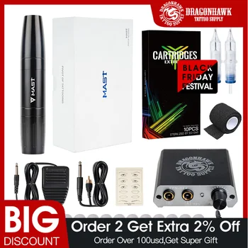 

Dragonhawk New Tattoo Rotary Pen Machine Gun Set Kit Motor Power NeedlesPermanent Makeup Kit