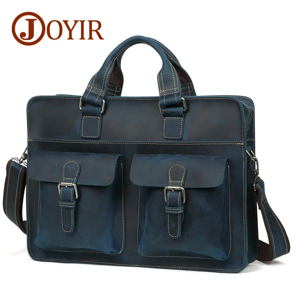 Винтажный Мужской портфель JOYIR из кожи Крейзи Хорс сумка для ноутбука деловая