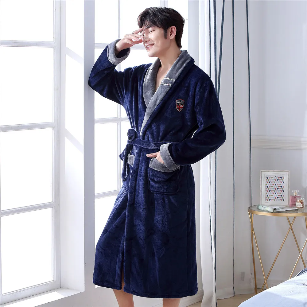Ultra Kimono Bathrobe Gown Warm Pajamas Winter Men Robe Home Clothing Nightdress Coral Fleece Nightwear Sleepwear Large Size Ultra Kimono Bathrobe Gown Warm Pajamas Winter Men Robe Home Clothing Nightdress Coral Fleece Nightwear Sleepwear Large Size