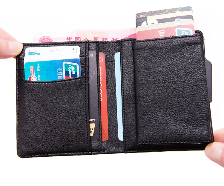 Bycobecy PU кожаный Противоугонный RFID бизнес кошелек алюминиевая коробка высокого качества Многофункциональный чехол для карт открытка-раскладушка кошелек