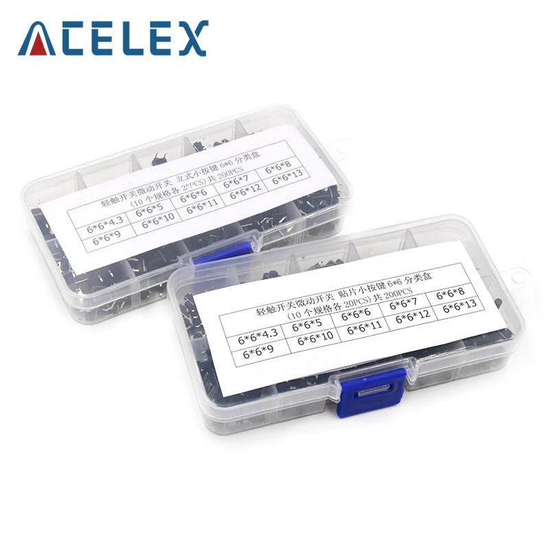 10 models 100pcs 6*6 Tact Switch Tactile Push Button Kit Height: 4.3MM~13MM DIP 4P micro switch 6x6 Key | Обустройство дома