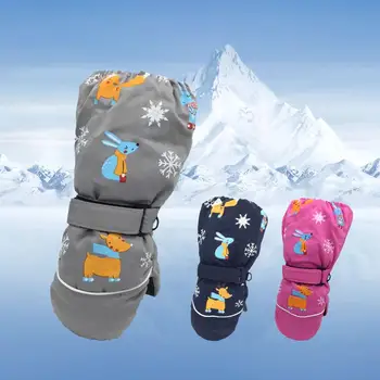 

Winter Children Ski Gloves Cartoon Printed Thicken Warm Gloves Windproof Waterproof Three-layer Kids Gloves Cycling Sport Mitten
