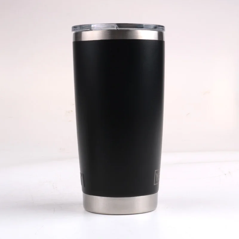 20 унций Крышка для стакана-шейкера кружка для путешествий-подарок двойная стенка вакуумная изоляция-18/8 термос из нержавеющей стали бутылка для воды - Цвет: black