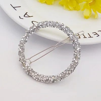 Fashionable personality female hair ornament triangle circle star hairpin geometric headwear hairdressing girl hairpin - Metal color: circular 3