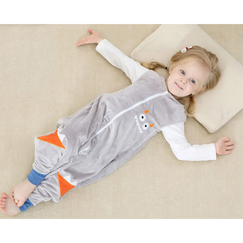 Весенне-осенние детские пижамы комбинезоны из микрофлиса спальный мешок для мальчиков и девочек, надеваемое покрывало для сна