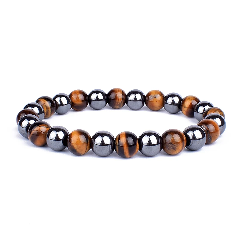 natural stone bracelet Double Hematite Tiger's Eye Bracelets Men Tiger Eye Hematite Charm Bracelets Women Natural Energy Stone Jewelry