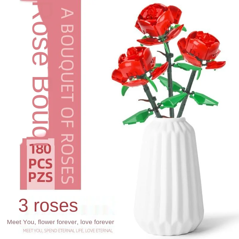 Baru 3 Buket Mawar Hari Valentine Melawan Memasukkan Mainan Blok Bangunan  Kreatif Anak Perempuan Mainan Blok Bangunan Hadiah Hari Guru|Blok| -  Aliexpress
