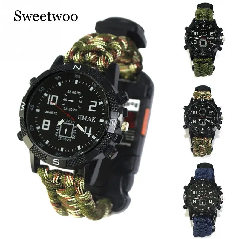 Открытый многоцелевой выживания часы перезаряжаемые 2 км инфракрасный SOS светодиодный свет