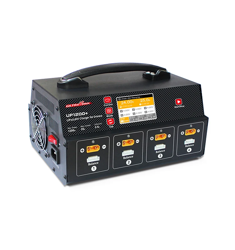 

Устройство для быстрой зарядки беспилотных летательных аппаратов/сельскохозяйственных дронов Ultra Power UP1200 + 25A с дисплеем для 8 каналов 2-6S LiPo LiHV аккумулятор