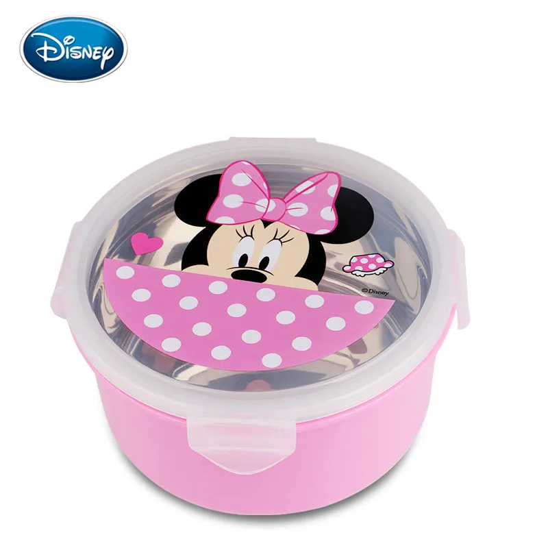 Disney Детские нержавеющая сталь миска с крышкой с принтом в виде персонажей из мультфильма, детские наборы посуды Еда чаша свежий и моющиеся для детей