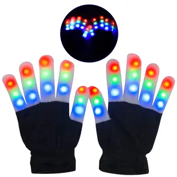

Light Up Gloves Finger 3 Colors 6 Modes Flashing LED Warm Gloves Colorful Flashing Rave Glow Gloves Kids Toys for Christmas