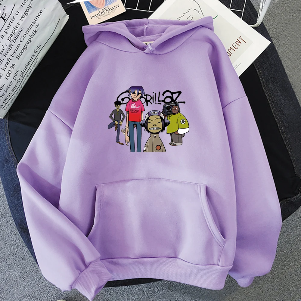 Худи Gorillaz однотонное с принтом музыкальная рок-группа для мужчин и женщин