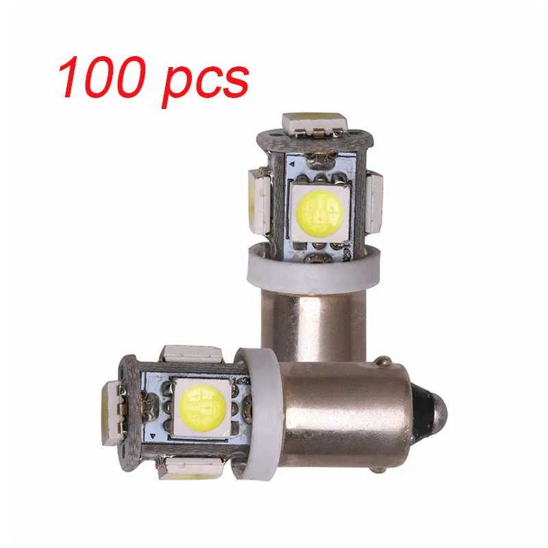 

100pcs BA9S T11 5050 5 SMD LED White Light Bulb Car Reading Width Lights Car 12V Lamp T4W H6W High Quality Interior Lamp Bulb
