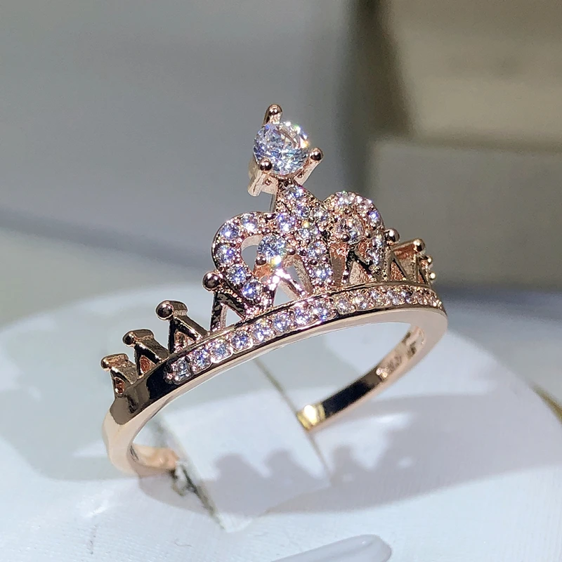 Fashion Crown Ring Inlaid Shining Zircon Boho Style Jewelry - Temu