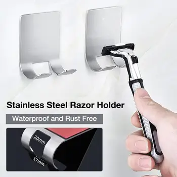 

1Pcs Razor Stainless Steel Holder Wall Men Shaving Shaver Shelf Bathroom Razor Rack Wall Adhesive Storage Hook Kitchen Hanger