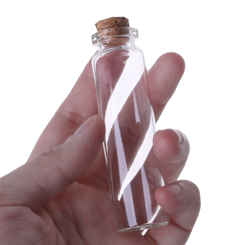 10pcs Reusable & Washable Mini Glass Wish Bottle Vial With Cork Stopper Storage Pendant 20mL Portable Ideal Travel Container