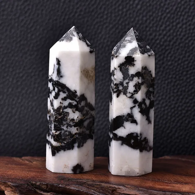 30 Color Natural Stones Crystal Point Wand Amethyst Rose Quartz Healing Stone Energy Ore Mineral Crafts Home Decoration 1PC Zebra Stone