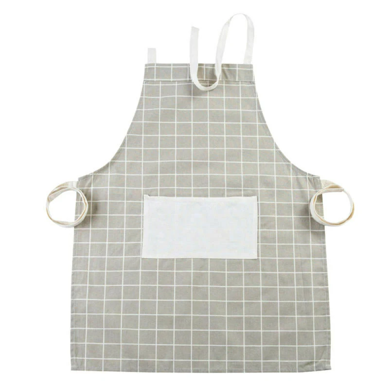 

1Pcs Plaids Striped Cotton Linen Apron Woman Adult Bibs Home Cooking Baking Coffee Shop Cleaning Aprons Kitchen Accessory