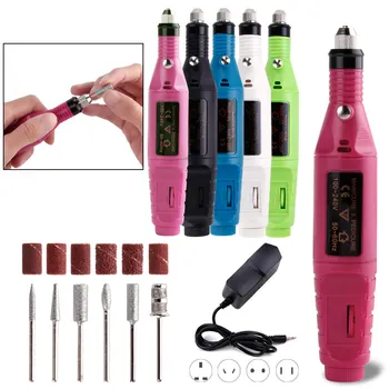 

Manicure Electric Power Pen Pedicure Machine set Nail File 6 Bits Ceramic Cutter Professional Nail Drill Polish Remover Tools