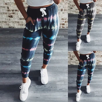

Summer Full Pants Bodycon Casual Pants For Womans Print Women's Sportwear Trousers 2020 Clothing female Streetwear Tie Dye D30