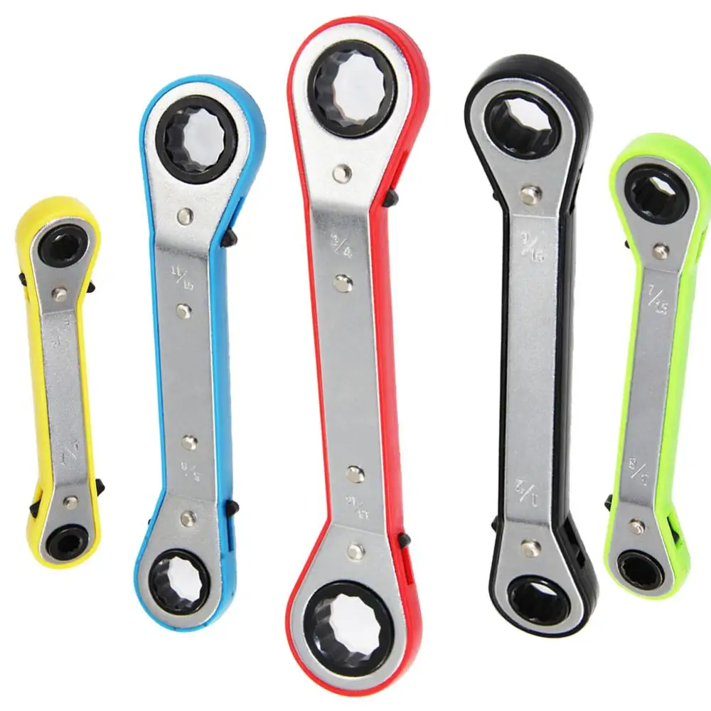 5 Pcs Offset Box End Ratchet Spanner Double Ring Wrenches Crooked for Narrow Spaces Five Colors Metric/SAE | Инструменты