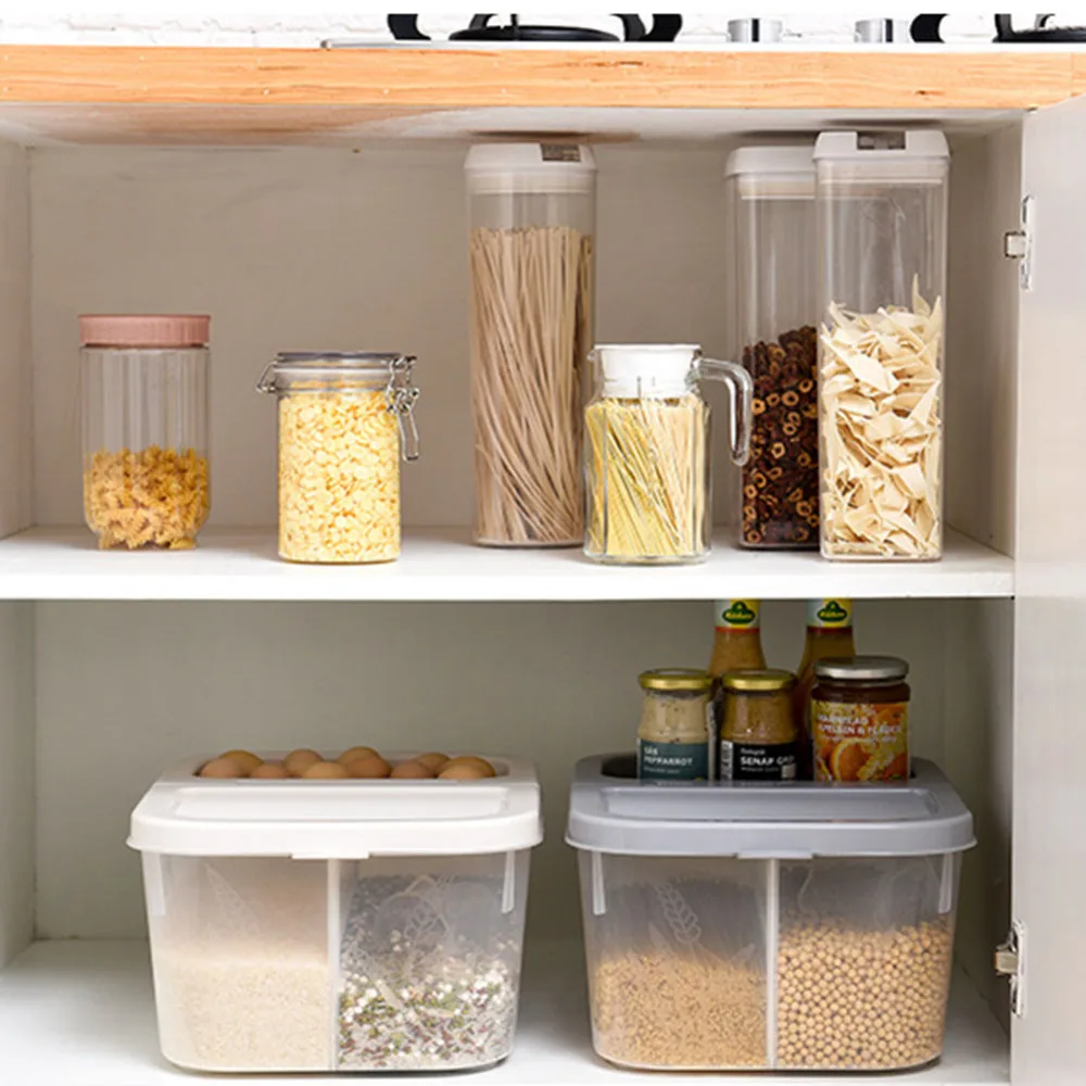 10L Kitchen Food Storage Box Cereal Grain Bean Rice Plastic Storage Container Box Sealed Cans For Coarse Cereals Grains