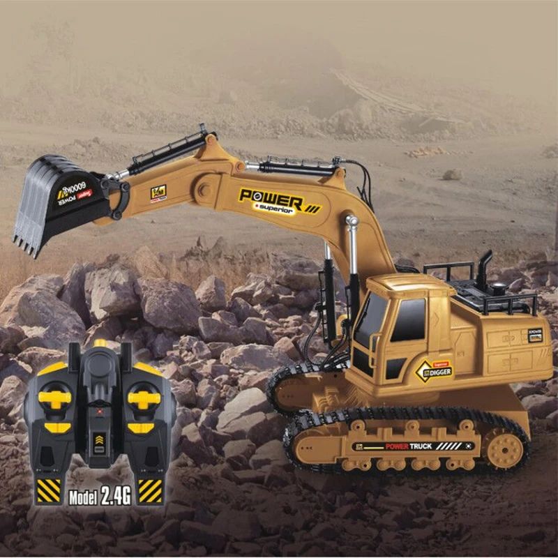 

RC Excavator 10 Channels Remote Control Simulation Engineering Vehicle Truck Car Tractor Brinquedos Toys For Children Gifts