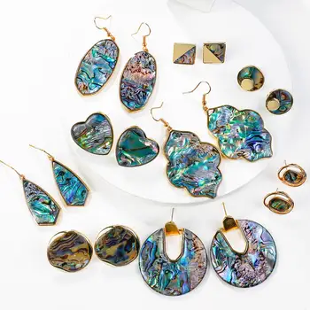 

AMORCOME Bohemian Shell Drop Earrings Geometric Oval Heart Square Abalone Shell Dangle Earrings For Women Jewely Gift Oorbellen