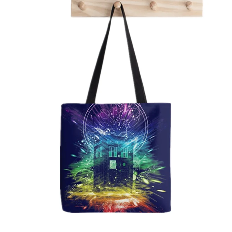 Shopper time storm rainbow version Printed Tote Bag women Harajuku shopper handbag girl Shoulder shopping bag Lady Canvas Bag