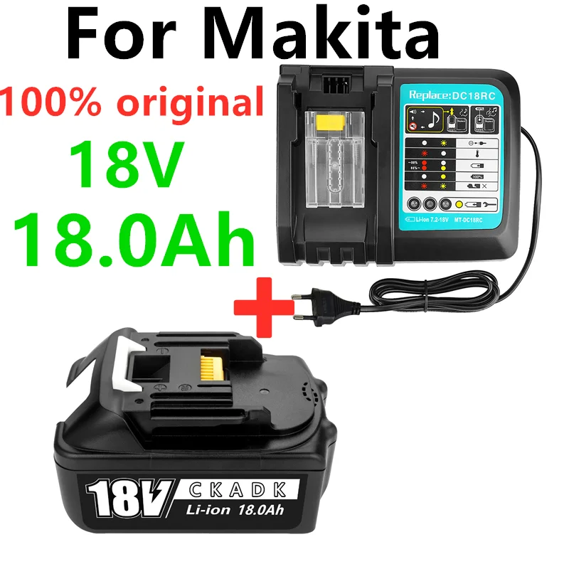 2021S original BL1860 Rechargeable Battery 18V18000mAh Lithium ion for Makita 18V BL1840 BL1850 BL1860B LXT400+charger | Электроника