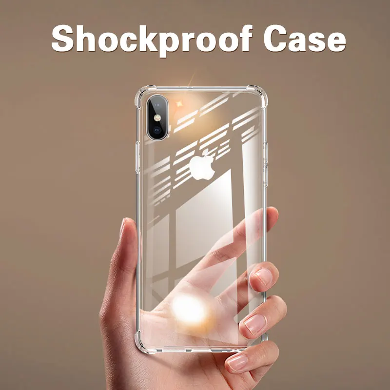 

Shockproof Clear Silicone Phone Case For iPhone X XR XS Max 7 8 Plus 6 6S Plus 11 Pro Max Case Transparent Protection Back Cover