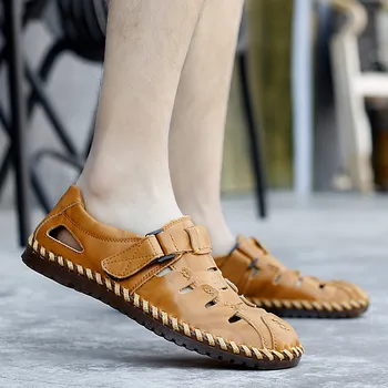 

XM10 Large size men's shoes summer hollow breathable leather shoes foot width wearable men's casual single-layer leather shoes