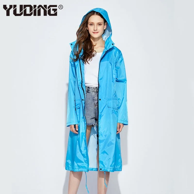 Yuding Тренч для взрослых, женский плащ, Длинная ветровка, для туров, походов, с капюшоном, ветронепроницаемый, водонепроницаемый, дождевик, куртки для женщин
