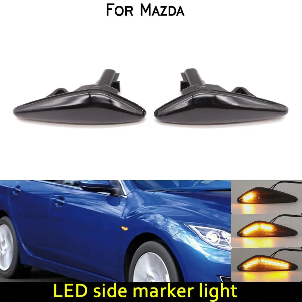 

Для Mazda MX5 MX6 RX8 для Nissan Lafesta Highway Star дымчатые линзы Янтарный светодиодный динамический лицевая сторона маркер светильник