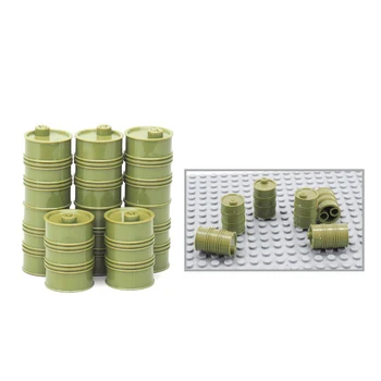 

8pcs Military Green Oil Drum Building Blocks Diy Army Soldier Figures Weapons Technology Set Model Boy Christmas gifts Toys